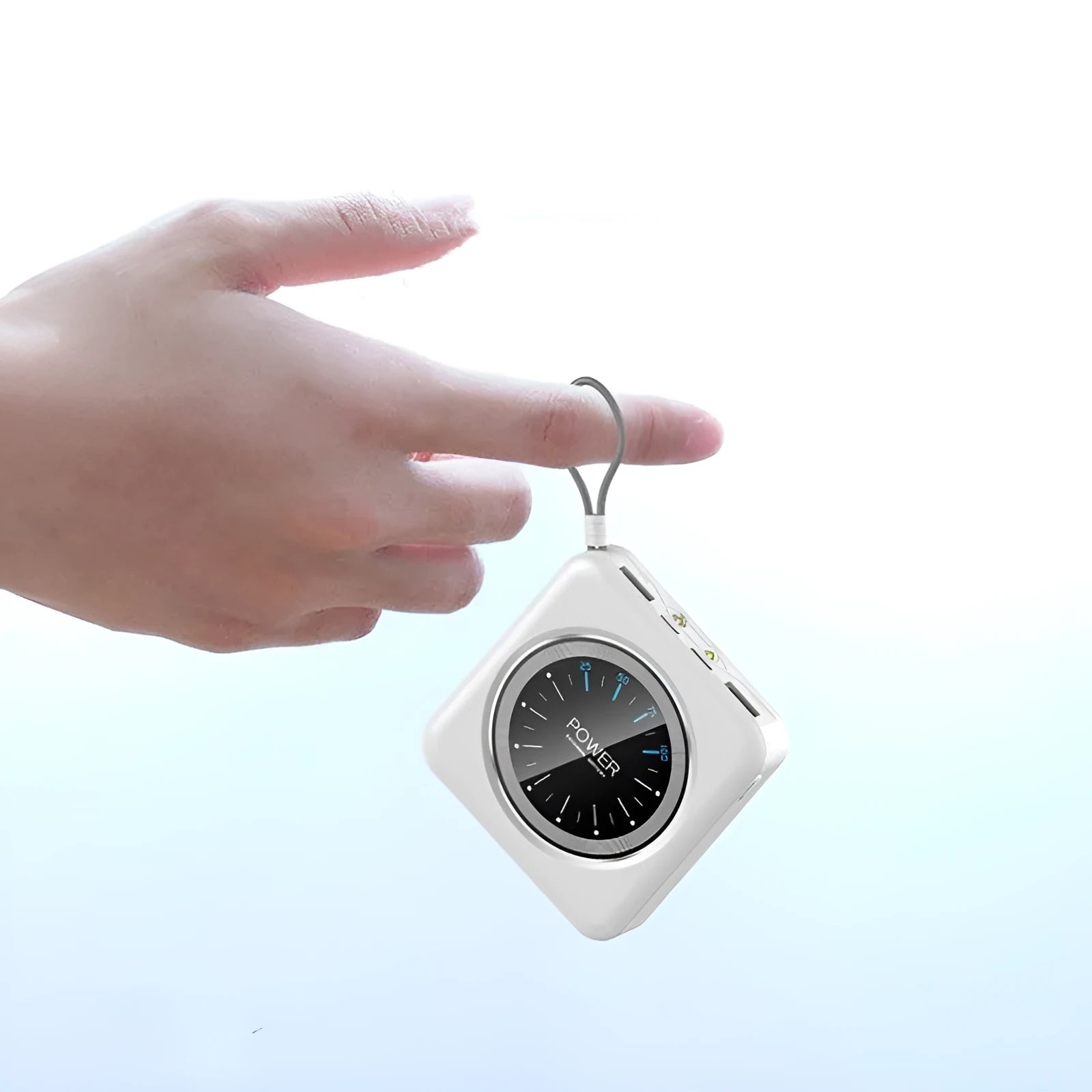 Mini clock charger portable power bank in alloy case with multiple capacity options and multi-USB port output