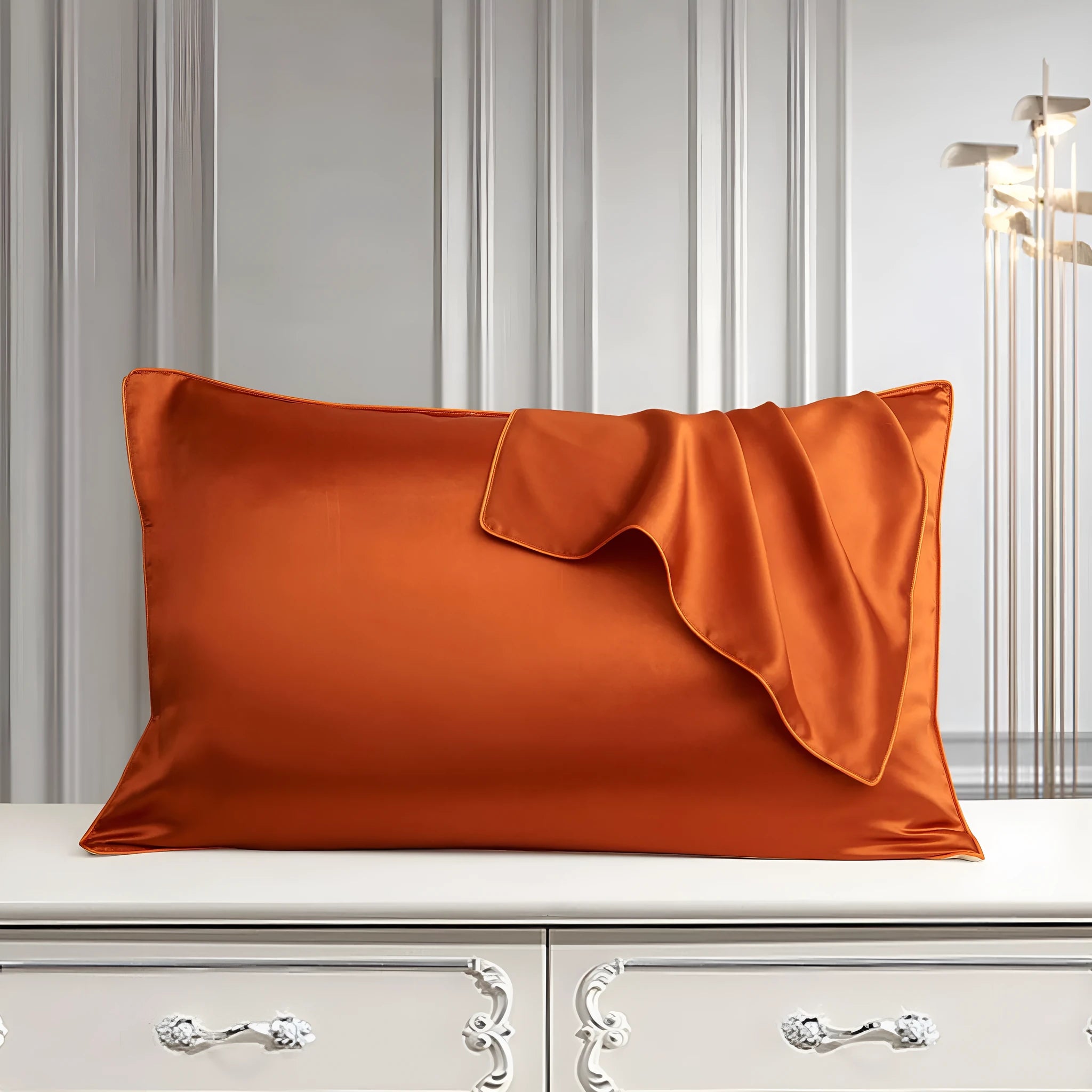 100% mulberry silk single pillowcase in 48x74cm size with inlaid rope weave, shown in Bean Paste Purple.