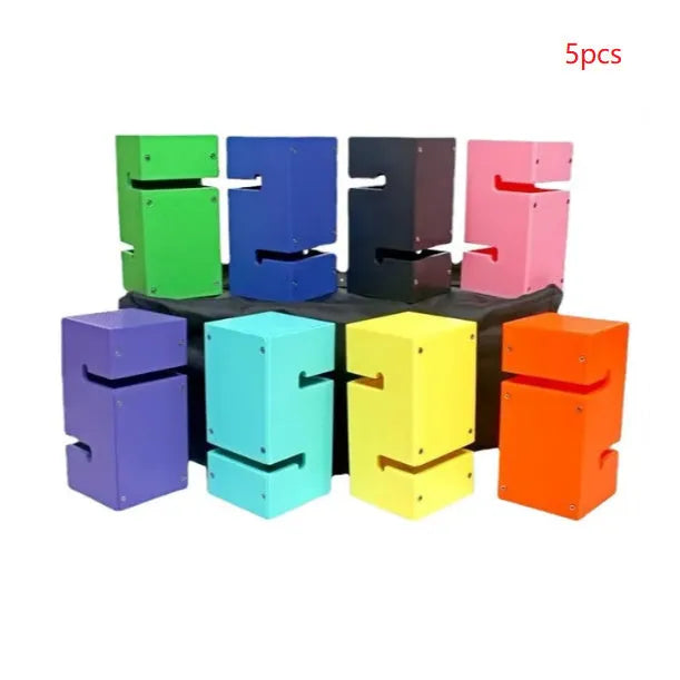 ABS plastic team building equipment set with pull ropes and tower blocks in multiple colours