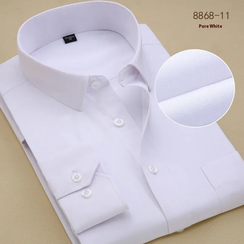 Men's black slim fit long sleeve business shirt in cotton fabric with regular cut cardigan style
