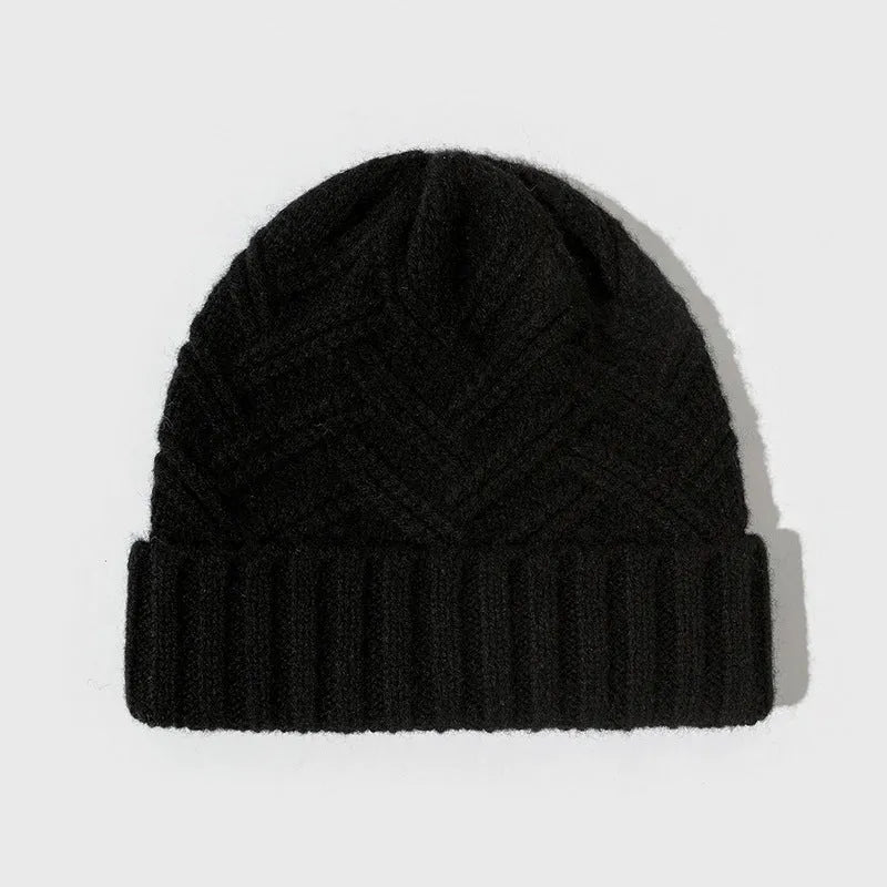 Wool knitted dome crown winter hat in six colour options on display