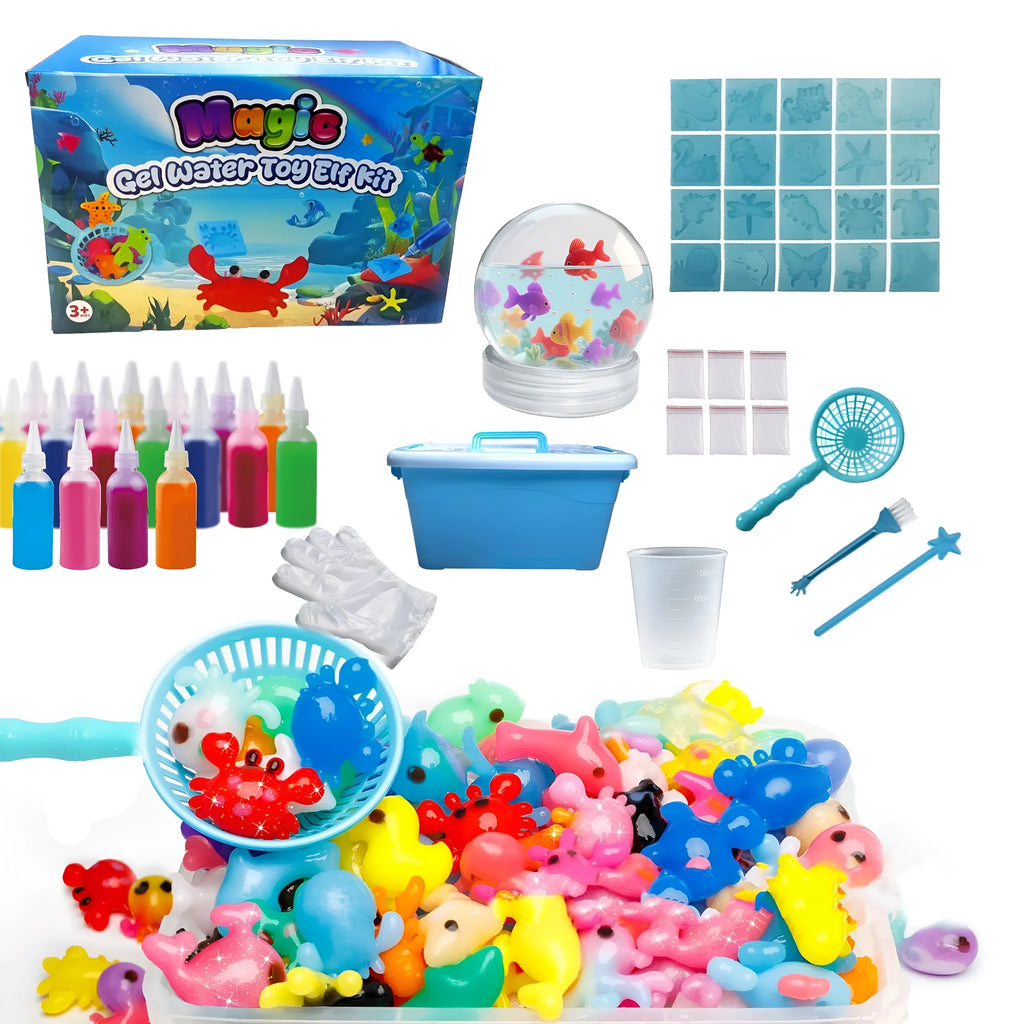 Crystal pet magic set with 20 bottles of materials in a cartoon suitcase