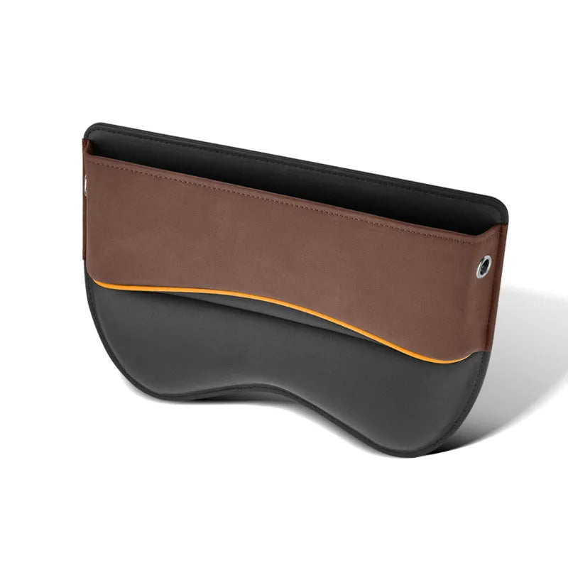 Leather car seat storage box organiser in beige suede colour