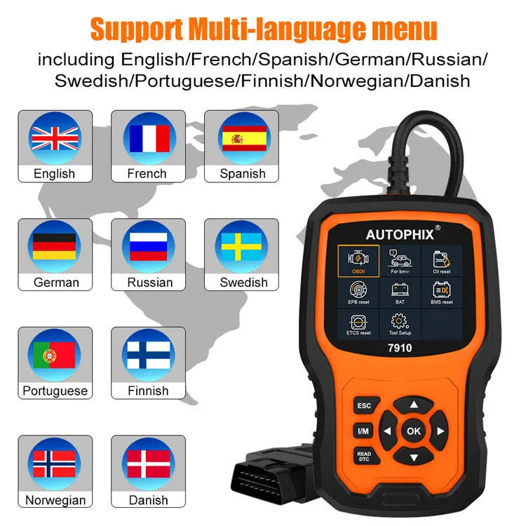 Autophix 7910 BMW diagnostic scanner with OBDII universal car code reading functionality