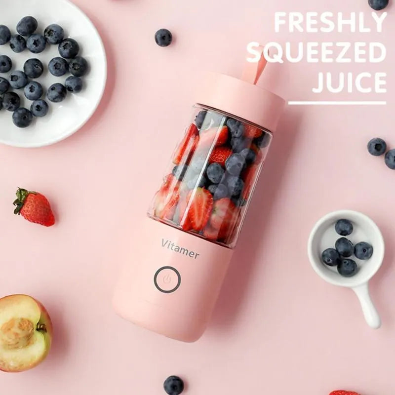 Dreamer Juice Cup portable blender 350ml pink white Tritan body with rechargeable base