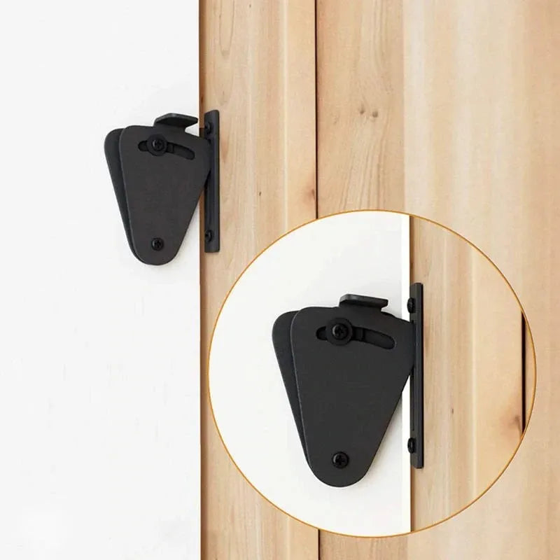 Black stainless steel sliding barn door lock for S or M size door gaps