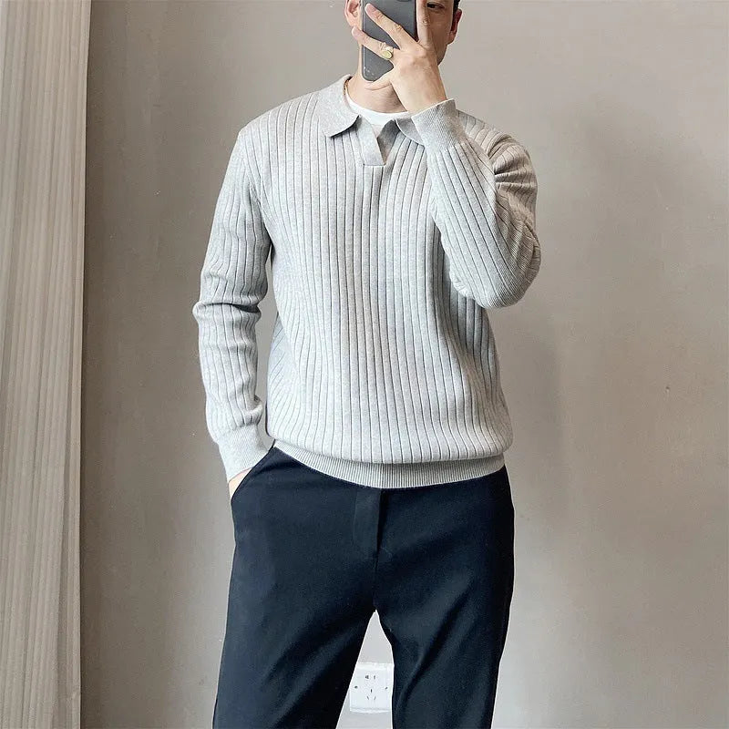 Men's rabbit fur modal knitted pullover sweater in loose fit with long sleeves