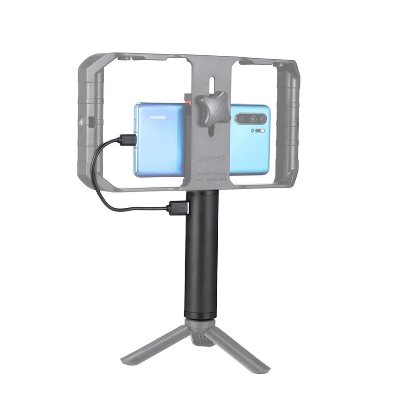 Black aluminium alloy handheld power bank showing size and portable design