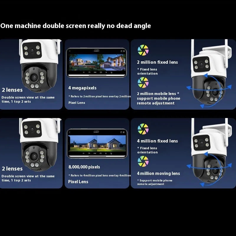 Wireless outdoor security camera system with dual screen monitoring and 3MP HD binocular camera