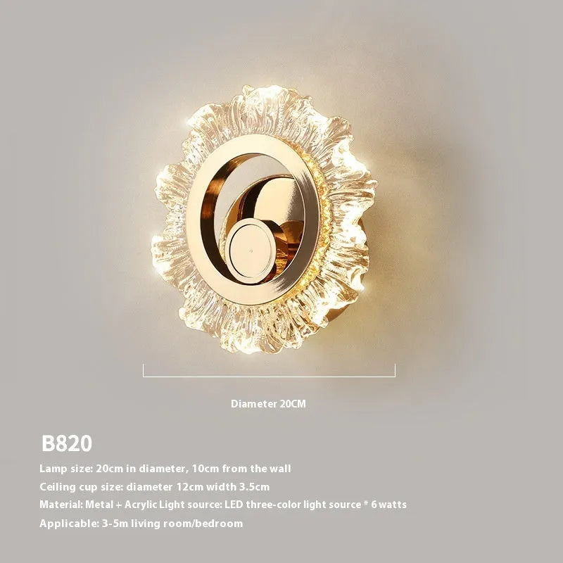 High Sense modern wall lamp with acrylic shade and tricolour lighting options for bedroom ceiling installation