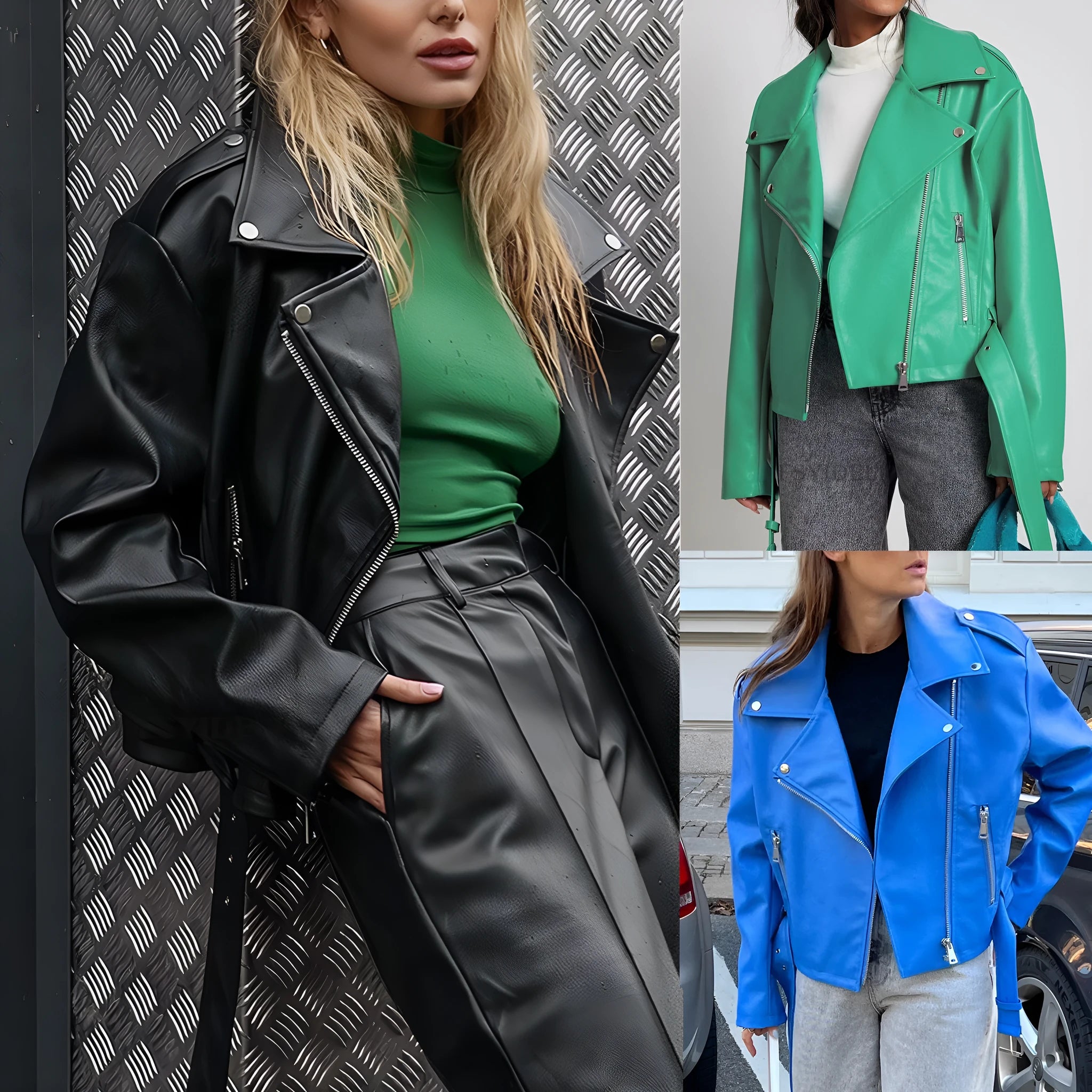 A black punk-style men's jacket with a locomotive shape, Peter Pan collar, and a drawstring waist.