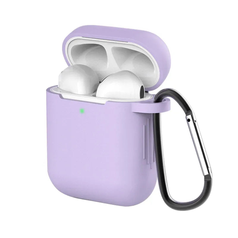Liquid silicone clamshell cover for Apple AirPods first and second generation in multiple colours.