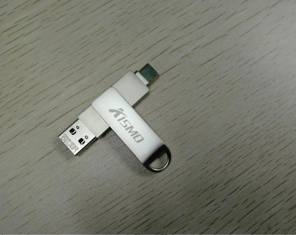 Metal dual-use USB 3.0 flash drive compatible with Apple and Android devices in Black colour