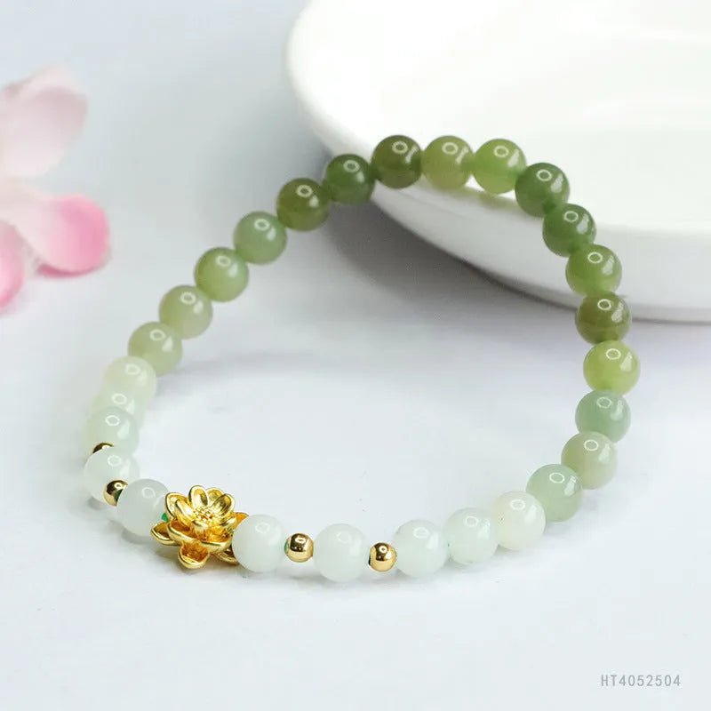 Ancient style water gradient bracelet with 6mm round beads on 17cm hand-woven band