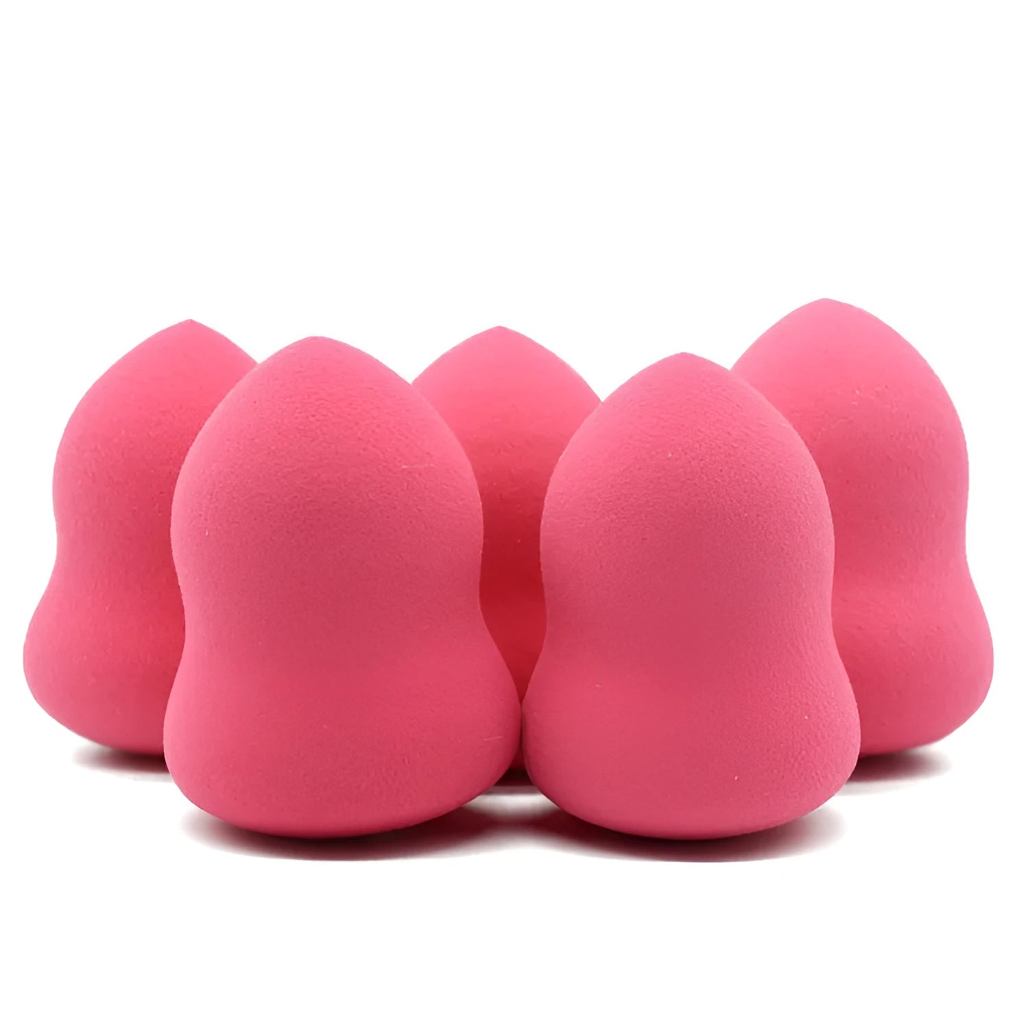 Pink hydrophilic non-latex makeup foundation sponge puff on white background.