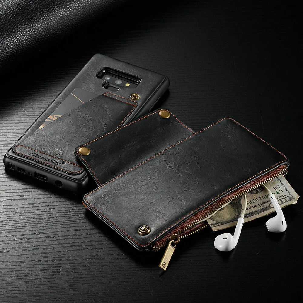 Leather flip phone case for Samsung Galaxy Note 9 in black, brown and red colours