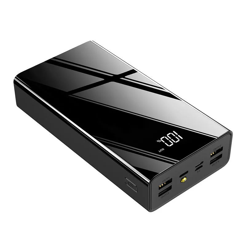 Large 40000mAh power bank with LCD display in red or black colour
