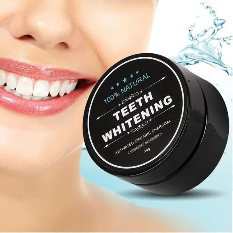 Activated Charcoal Teeth Whitening Powder 30g Natural Black Coconut Charcoal Powder Oral Hygiene Remove Stains from Smoking Tea Coffee Plaque Whitening for Adults Cool Taste Double-Effective Formula