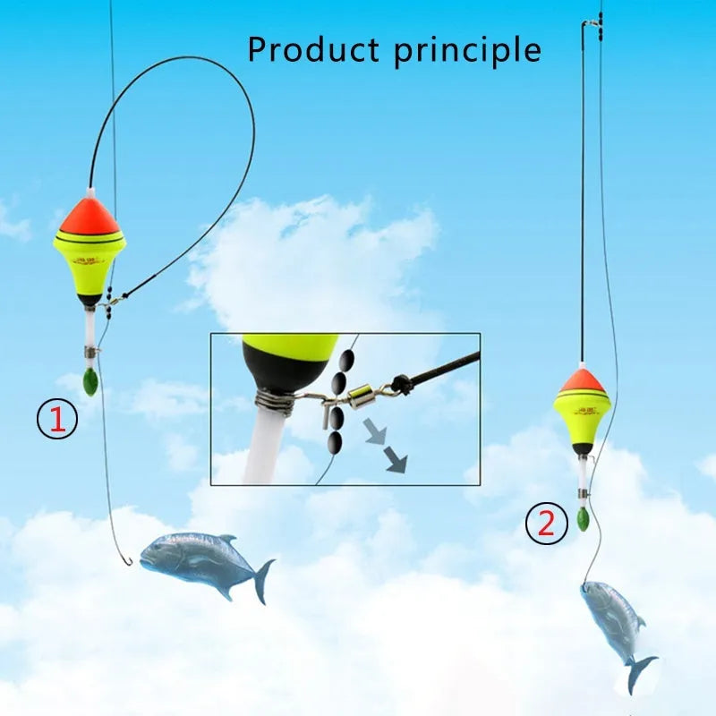 Nano EVA automatic fishing float set with fluorescent coating, high carbon rod, and stainless steel parts, 39cm total length