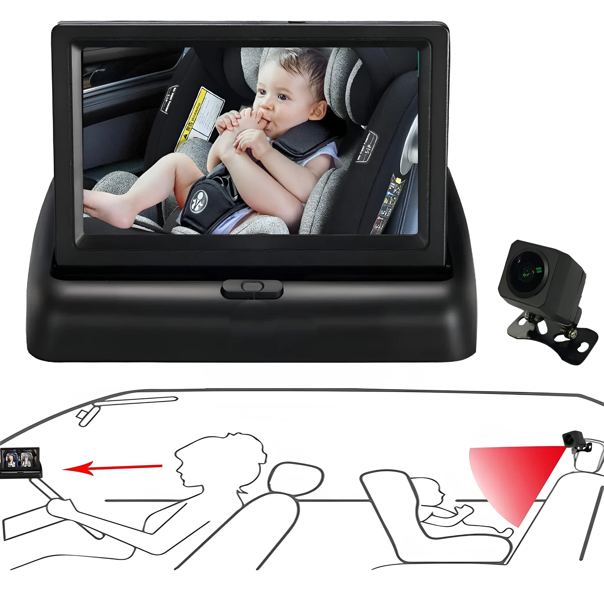 Black plastic 4.3 inch TFT car reversing display model CLT-509-1 with analog input