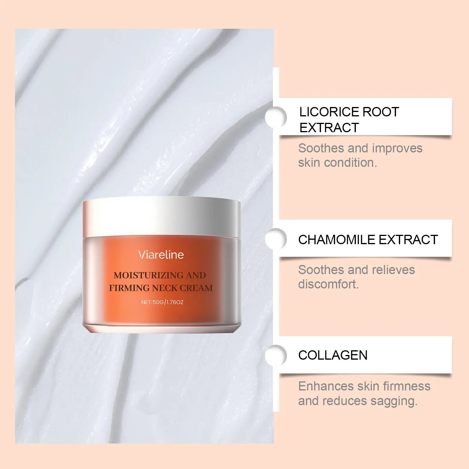 50g moisturising neck cream pot for daily facial and neck skincare