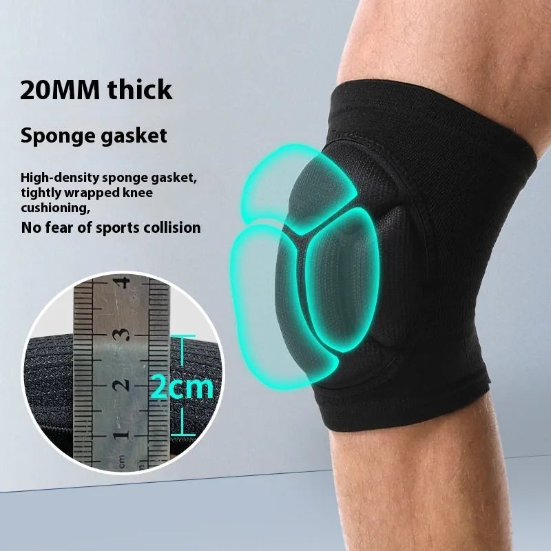 Black and blue free-size dance kneepads with thick sponge padding for volleyball and sports protection