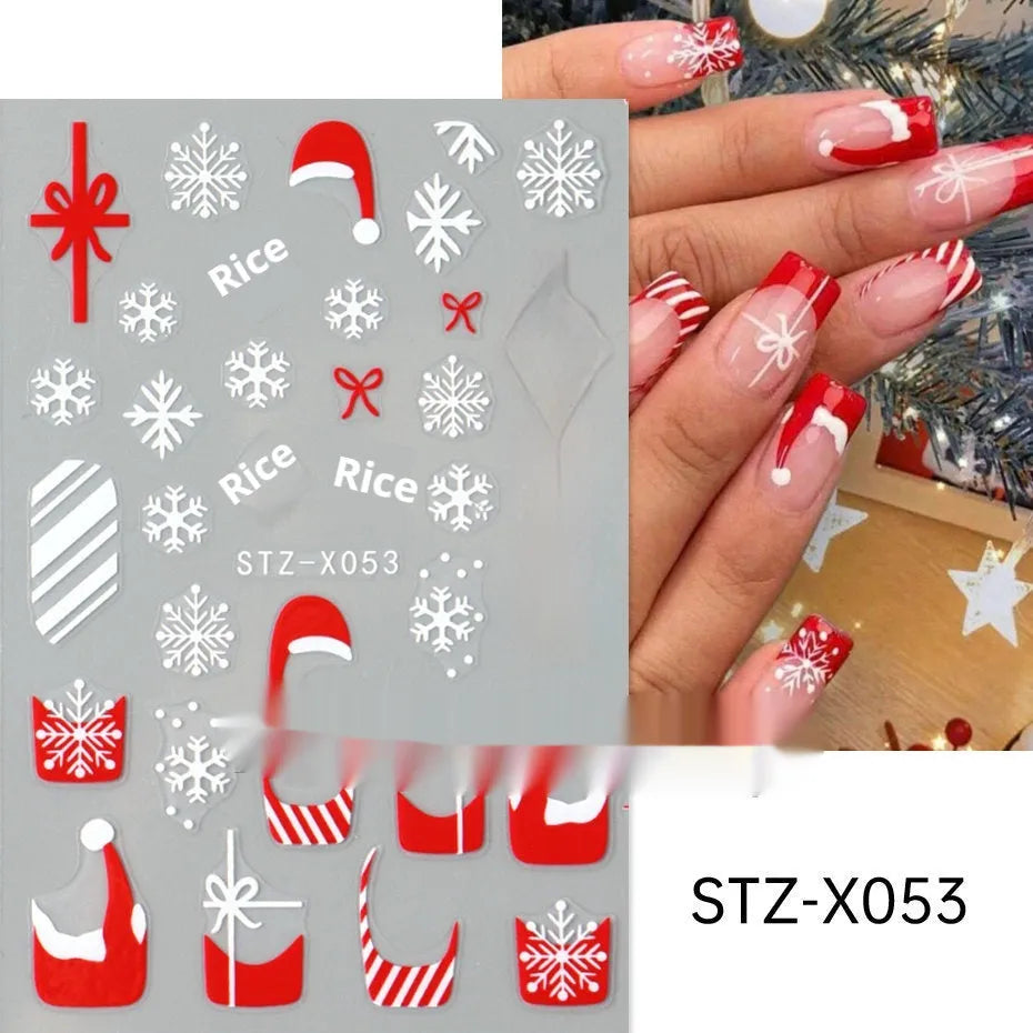 Plastic sheet of black, silver, and cartoon design nail art stickers for DIY manicures.
