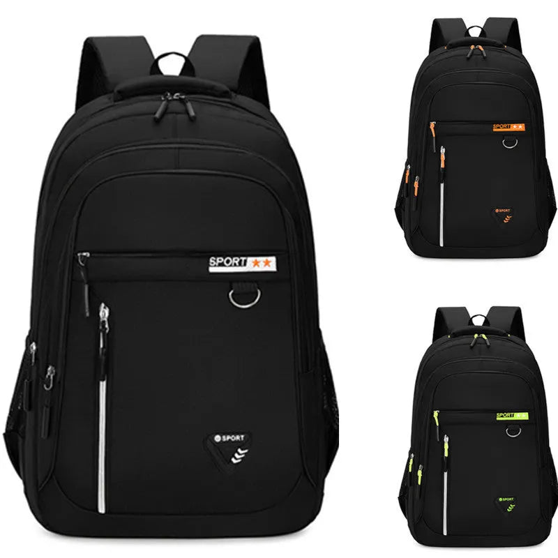 Men's Oxford cloth large capacity schoolbag with air pillow belt system in black, blue, green, or red colours