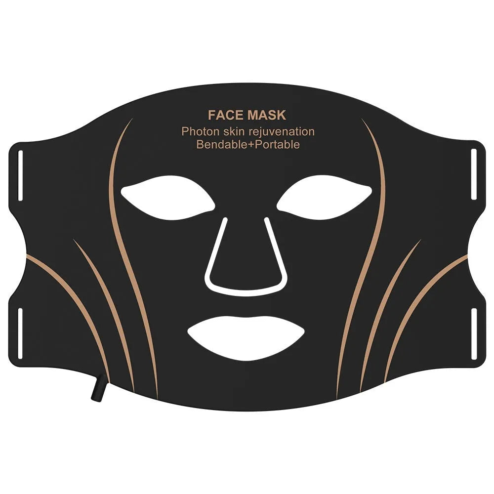 Black gold IPL red light LED facial beauty mask with headband and scarf components