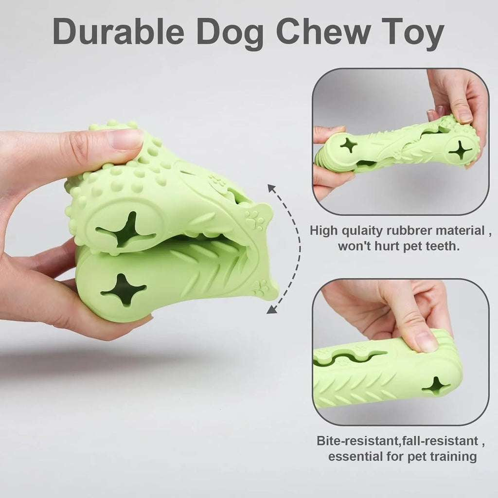 Blue green orange bone-shaped natural rubber dog chew toy for aggressive chewers