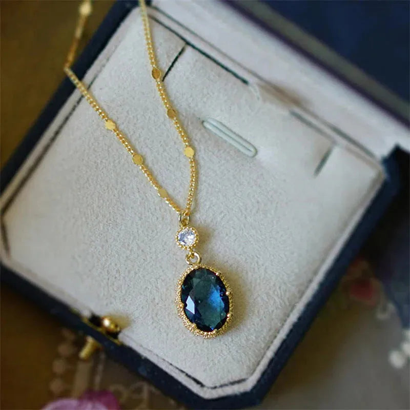 Geometric French retro style gold necklace pendant on copper base