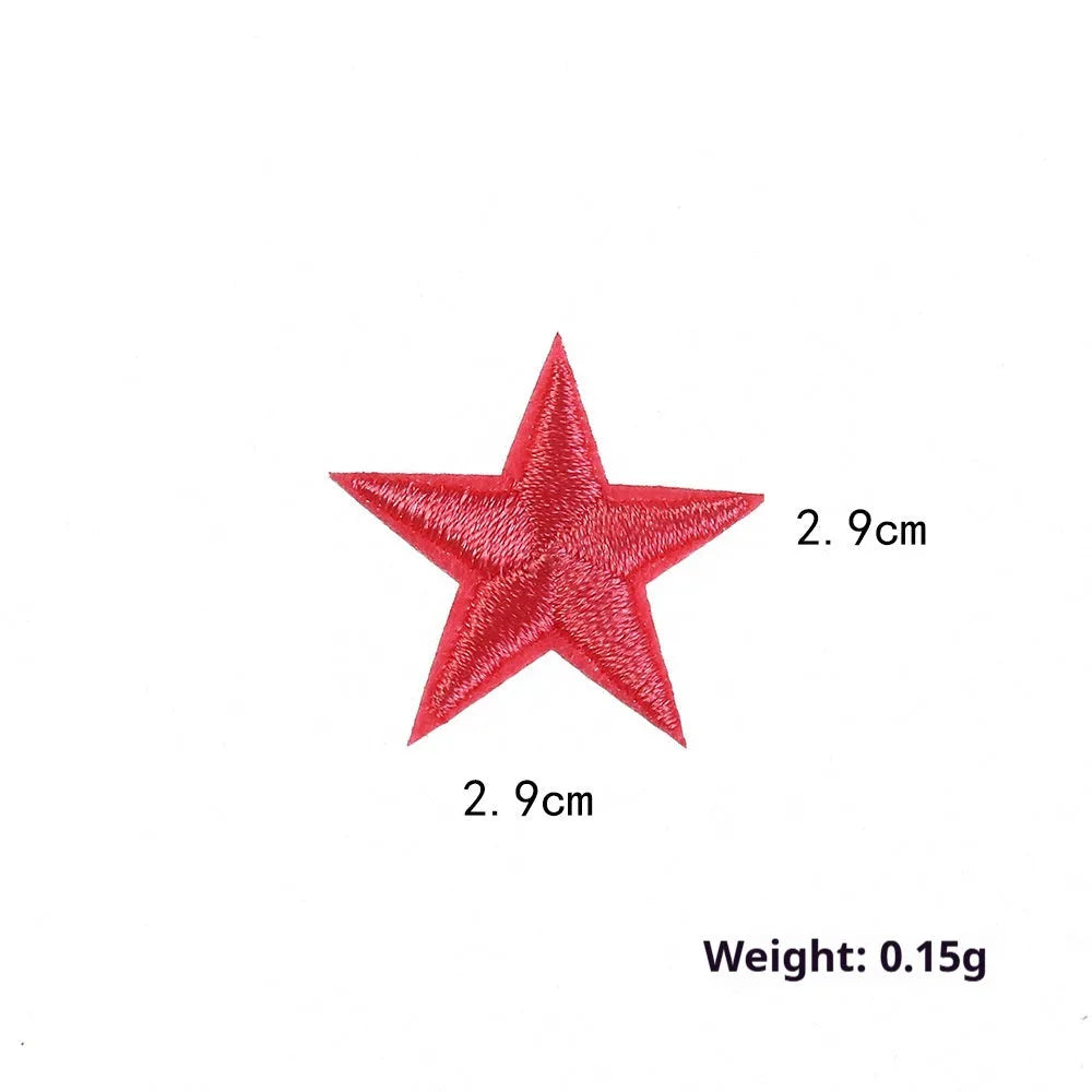 Colourful five-pointed star cloth embroidery stickers for DIY clothing decoration and craft projects