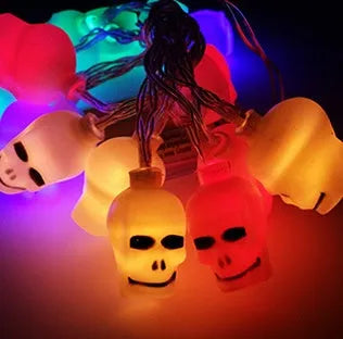 Halloween LED string lights with pumpkin bat ghost spider pendants on 1.2m white cord