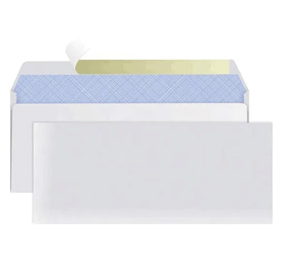 Blue confidential anti-opening self-adhesive security envelope showing size 105x240mm