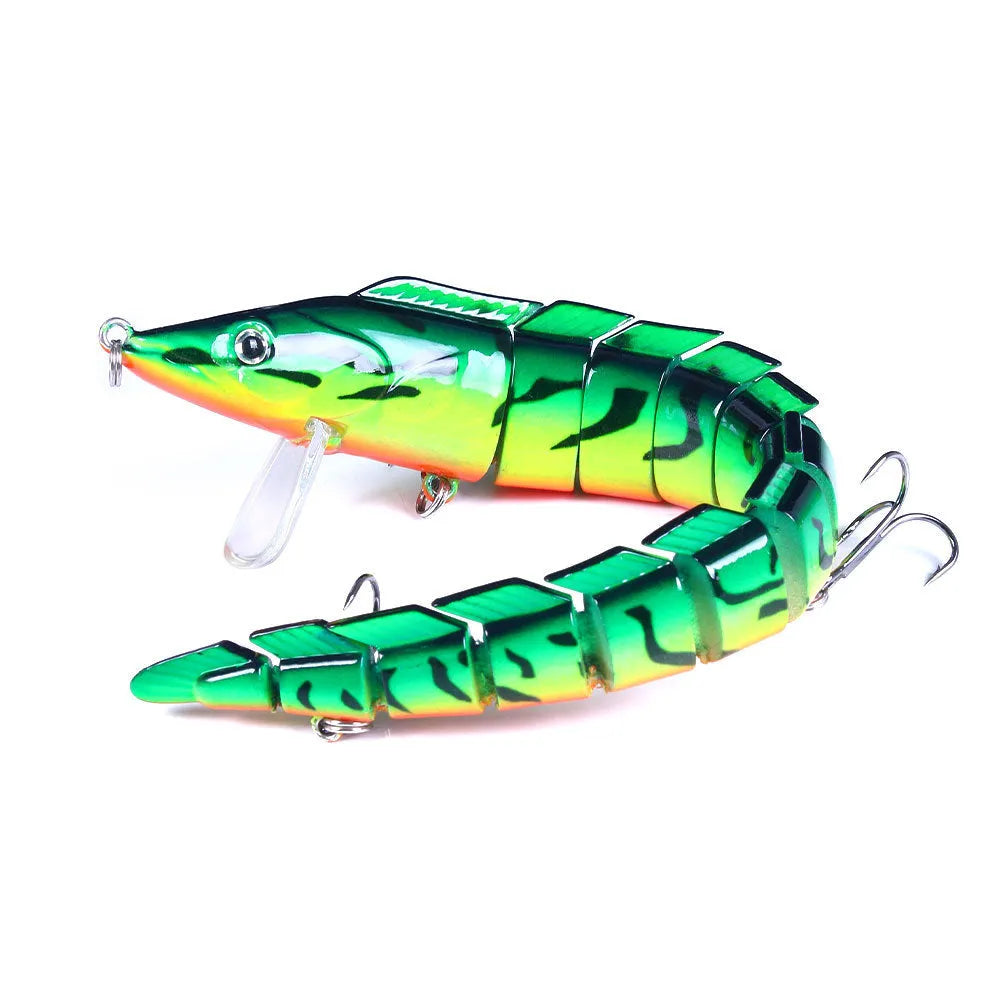 Multi-section loach fishing lure with articulated body showing 23cm length and #2 hook