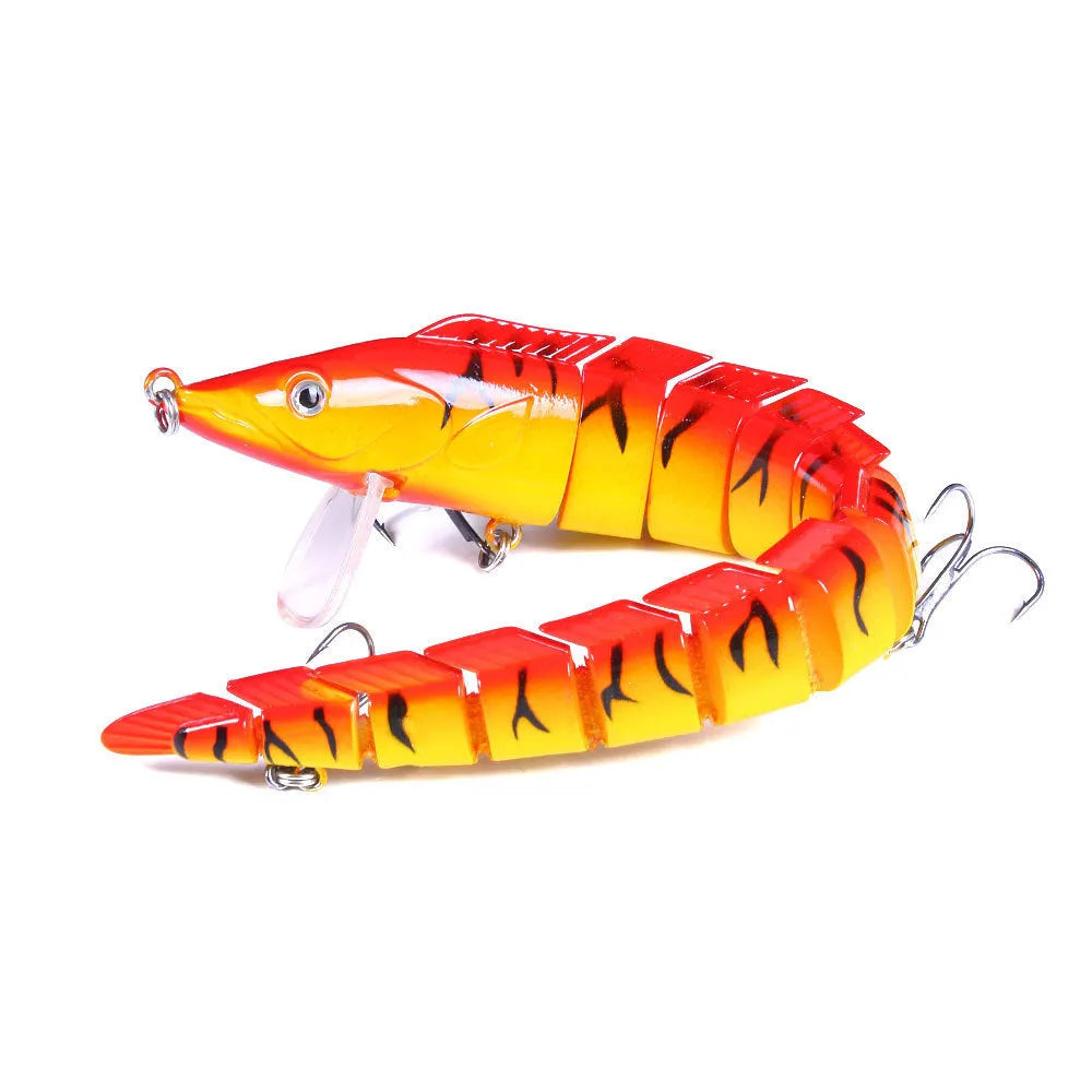 Multi-section loach fishing lure with articulated body showing 23cm length and #2 hook