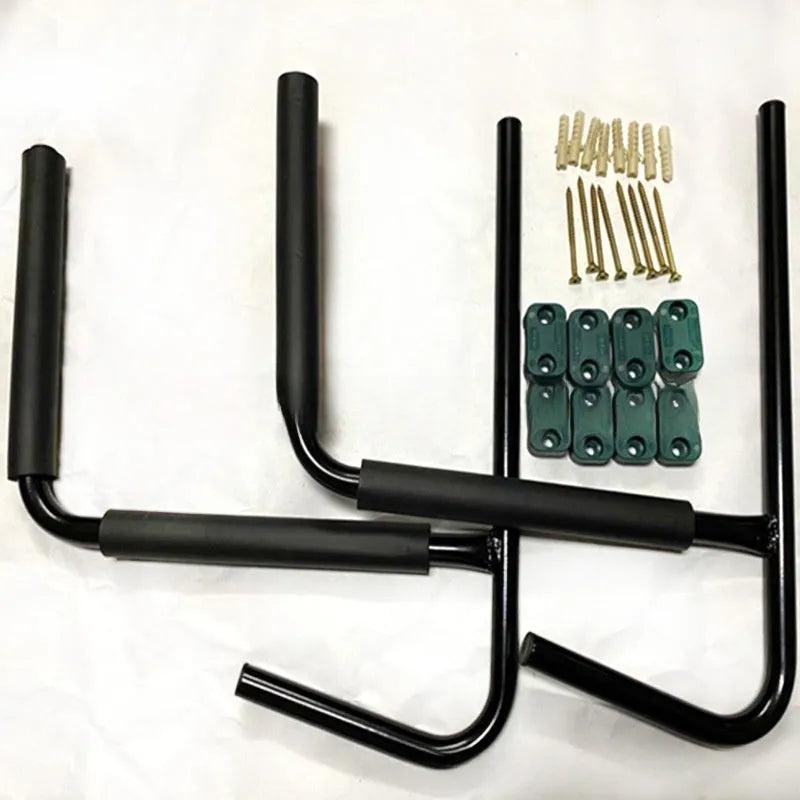 Carbon steel kayak wall hanger rack for ceiling or wall storage of kayaks and surfboards