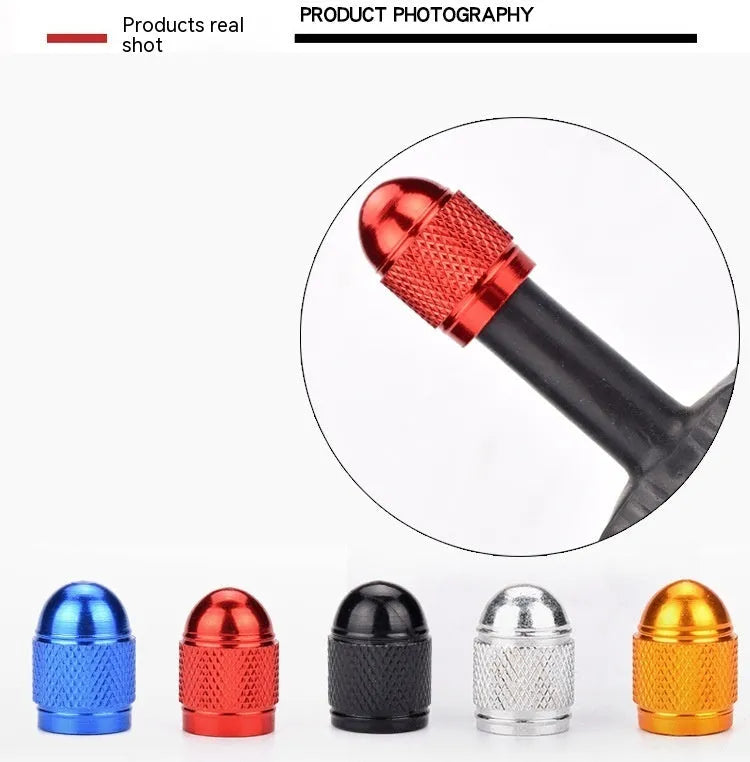 Mountain bike aluminium alloy tyre valve cap in five colour options