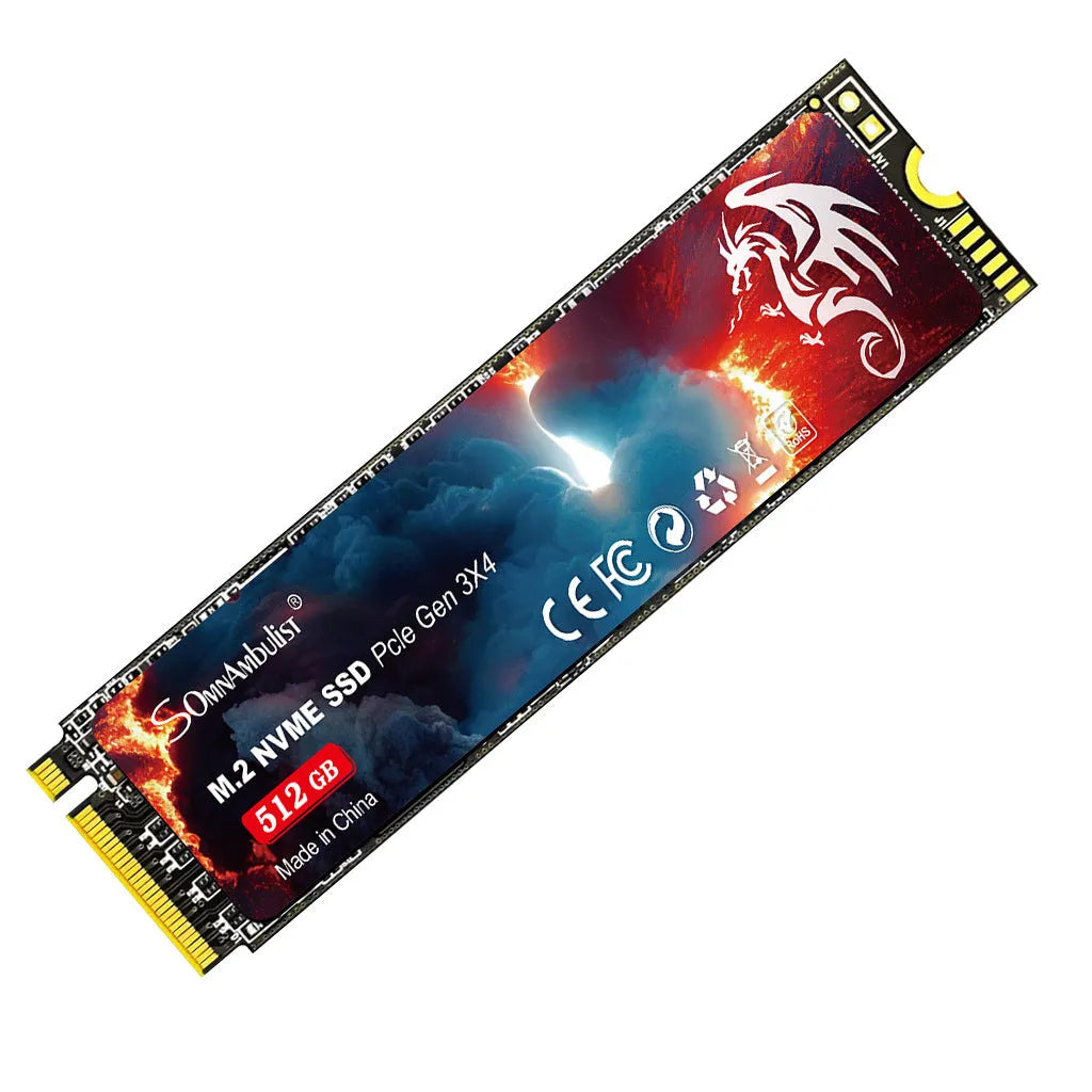 M.2 format solid state drive for desktop computers, shown with PCIe connector visible.