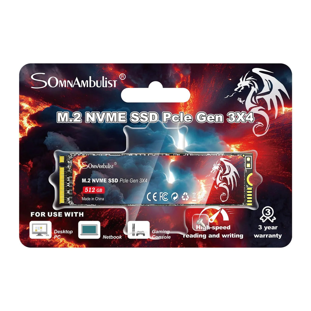 M.2 format solid state drive for desktop computers, shown with PCIe connector visible.