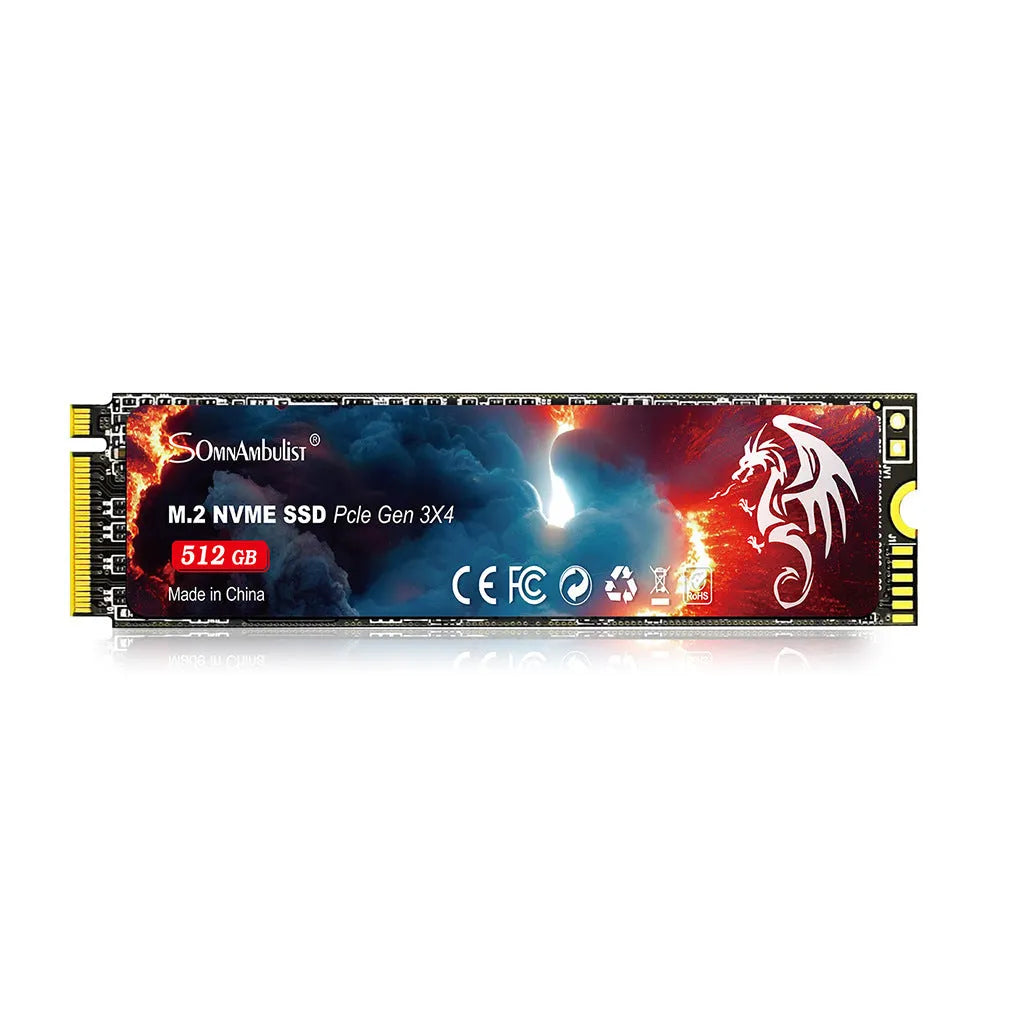 M.2 format solid state drive for desktop computers, shown with PCIe connector visible.