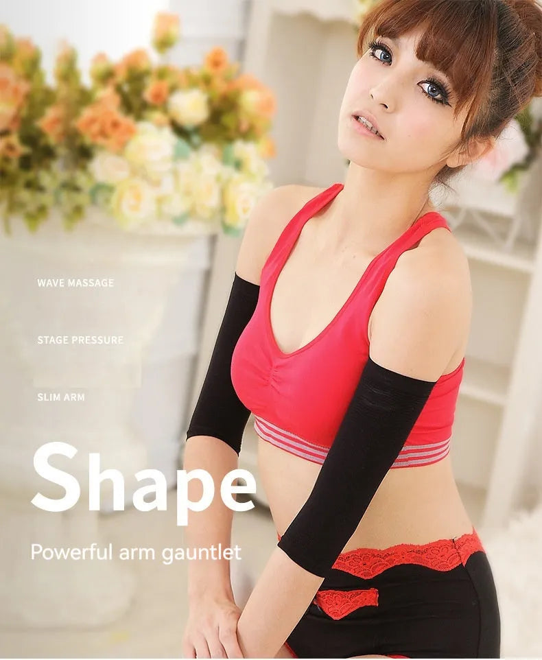 Women's shaping arm sleeves in free size nylon fabric, black and skin colour options