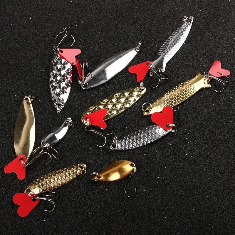 Box iron false fishing lure with packs of gold and silver metal sequins for coarse fishing