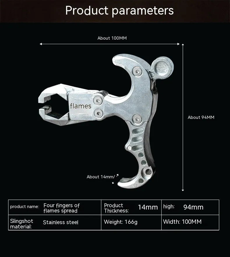 Zinc alloy archery release aid with a two-axis harpoon clip mechanism and stainless steel component.