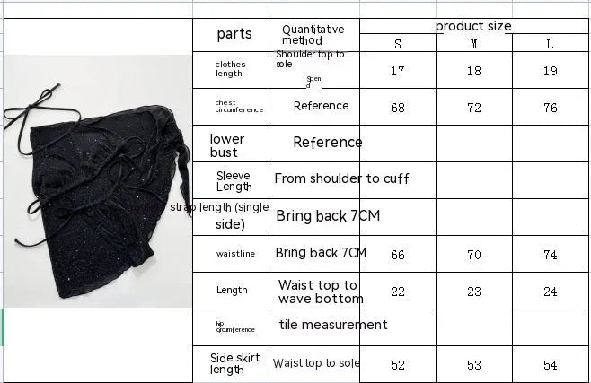 Black three-piece bikini swimsuit set with polyester construction showing front view