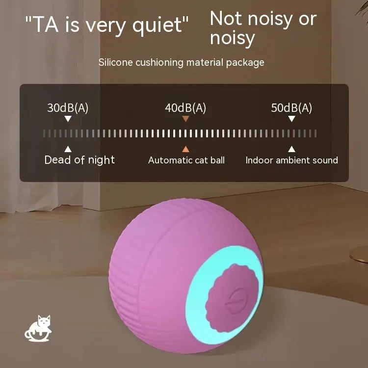 Blue silicone gravity rolling cat teasing ball on a light floor