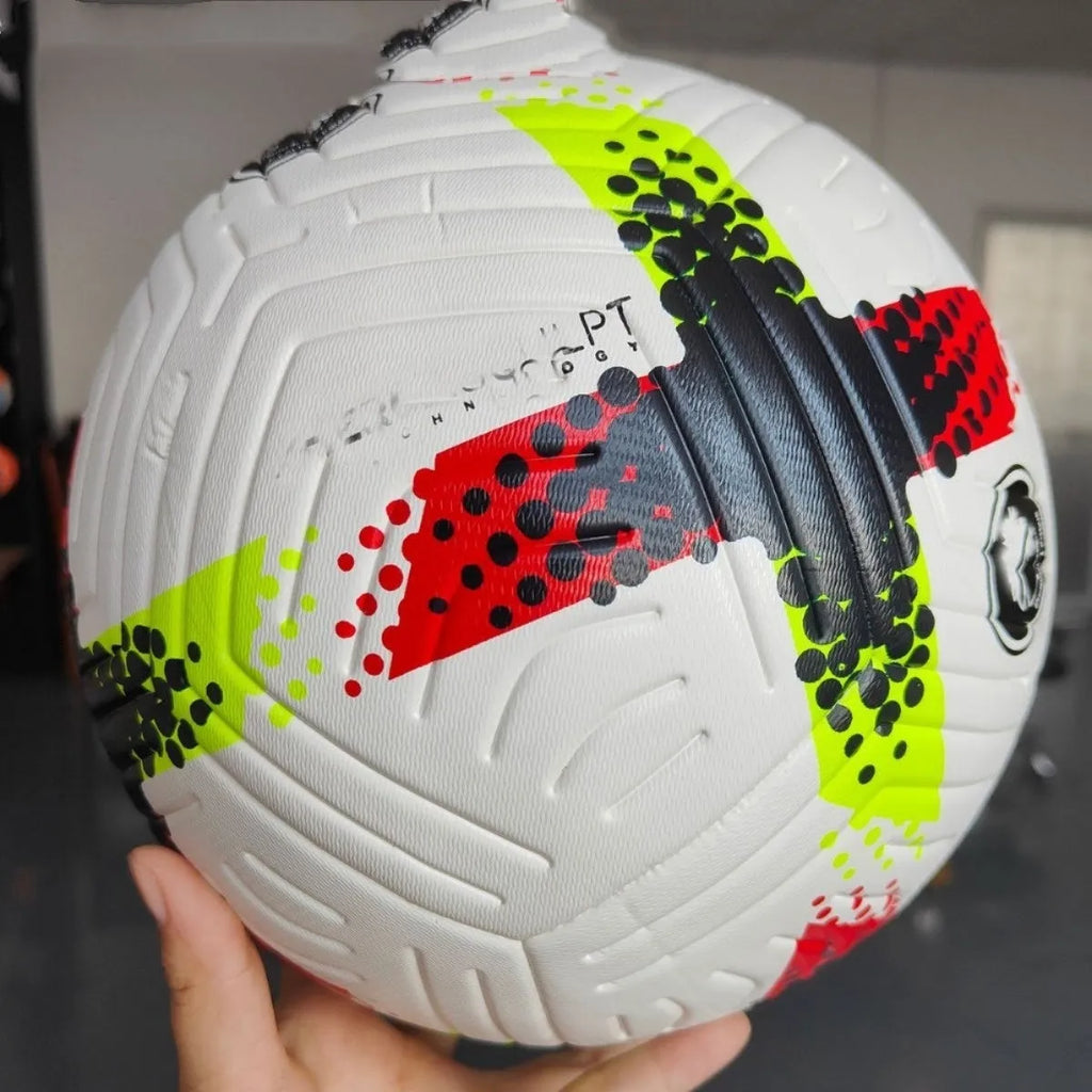 Fluorescent green Size 5 football on grass pitch for club training and matches