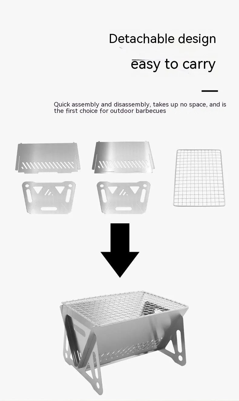 Large stainless steel folding barbecue oven with storage bag for 1-2 people
