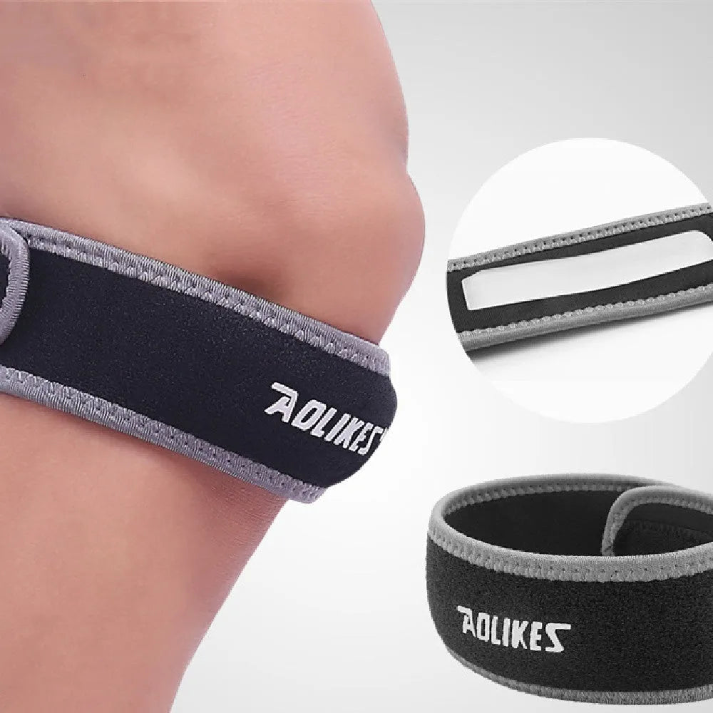 Black and grey patella retinaculum knee support for running cycling football basketball sports