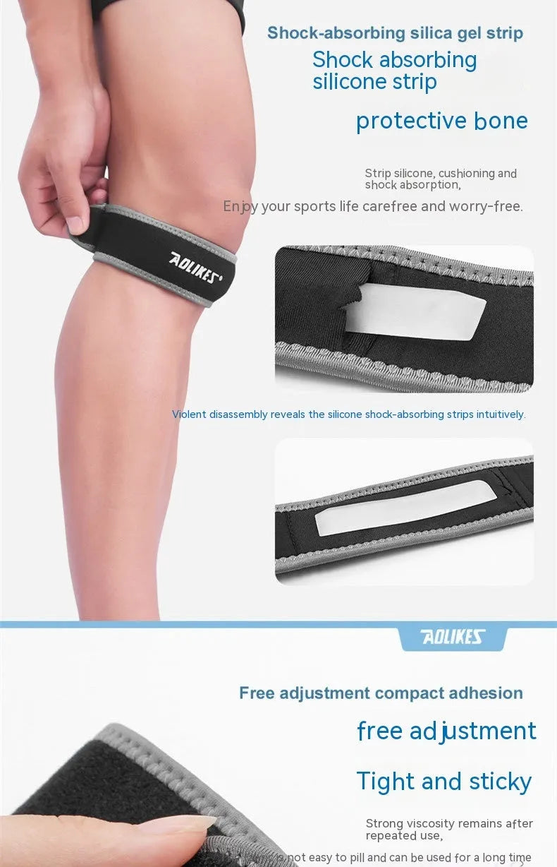 Black and grey patella retinaculum knee support for running cycling football basketball sports